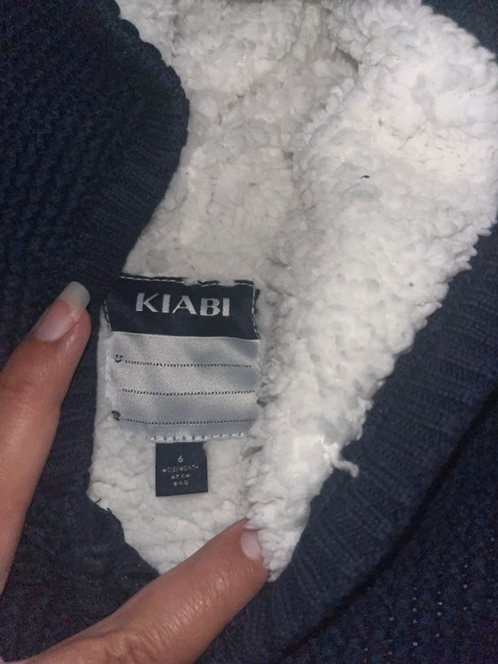 Gilet chaud bleu fourree capuche oreille Kiabi 6M - photo numéro 4