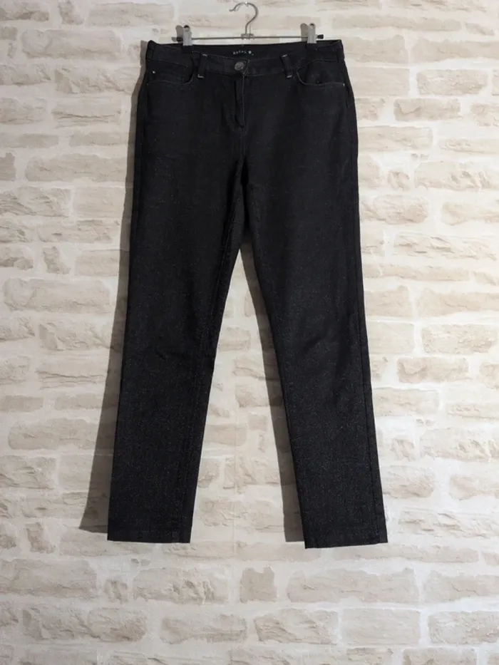 Pantalon Bréal – Taille L – Noir effet pailleté