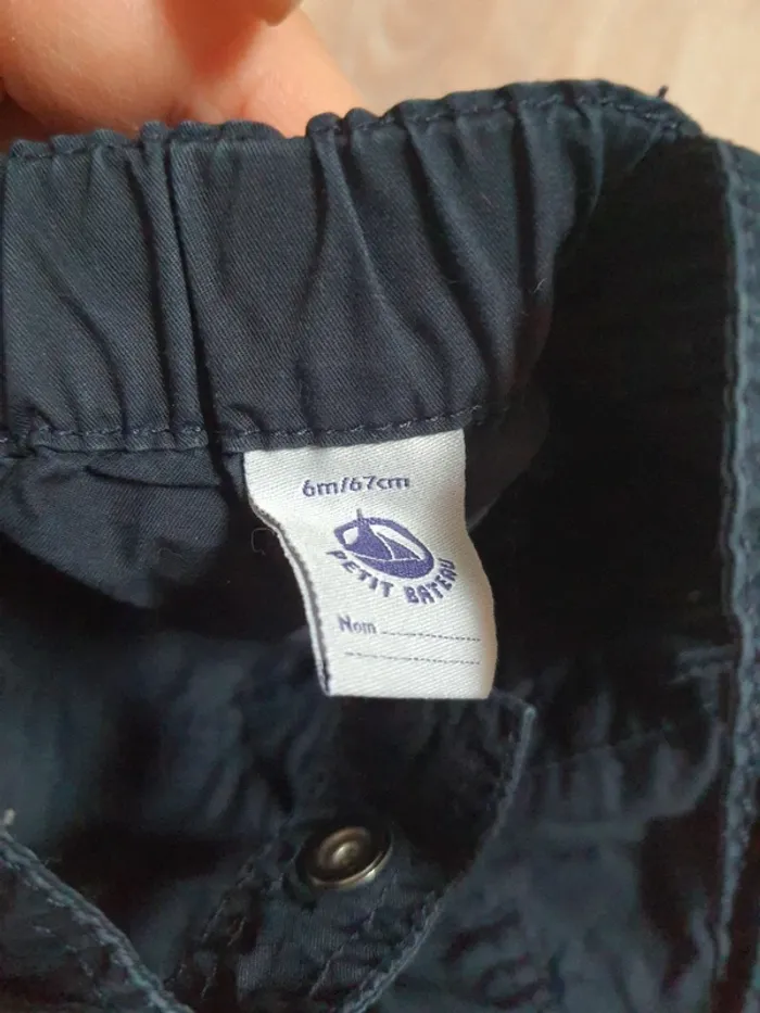 Salopette short bleu marine 6 mois - 67 cm Petit Bateau - photo numéro 3