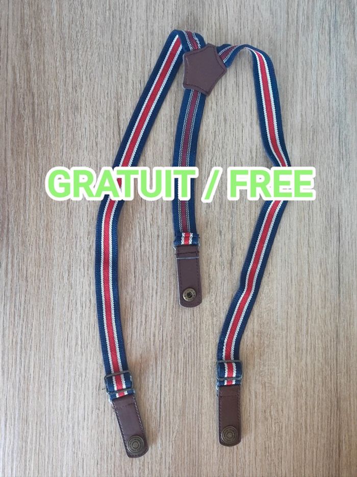 Bretelles rayé bleu blanc rouge pression / Bébé - Gratuit / Free