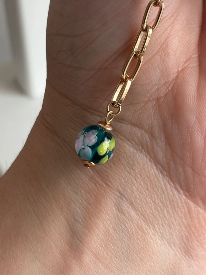 Boucles d’oreilles Kanèoré vert et doré - photo numéro 3