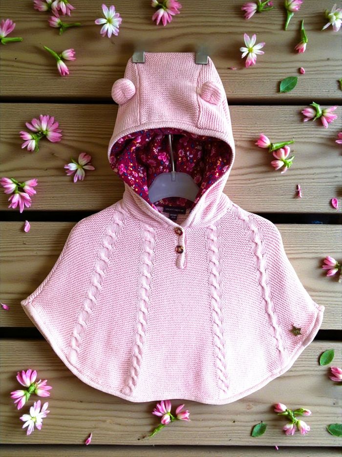 SERGENT MAJOR - CAPE PONCHO BÉBÉ FILLE DÉTAILS TORSADES & PETITES OREILLES 9/12M - photo numéro 2