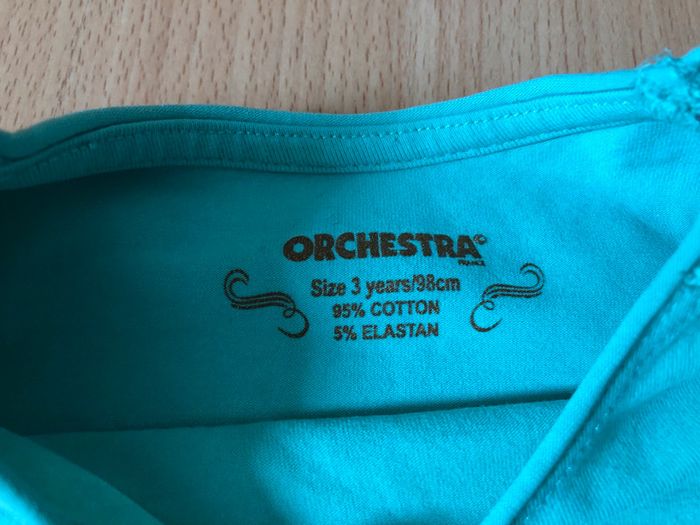Joli T-shirt ML turquoise T. 3 ans 98 cm Orchestra TBE - photo numéro 4