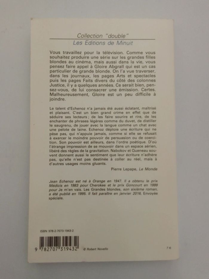 Jean Echenoz - Les grandes blondes - photo numéro 2
