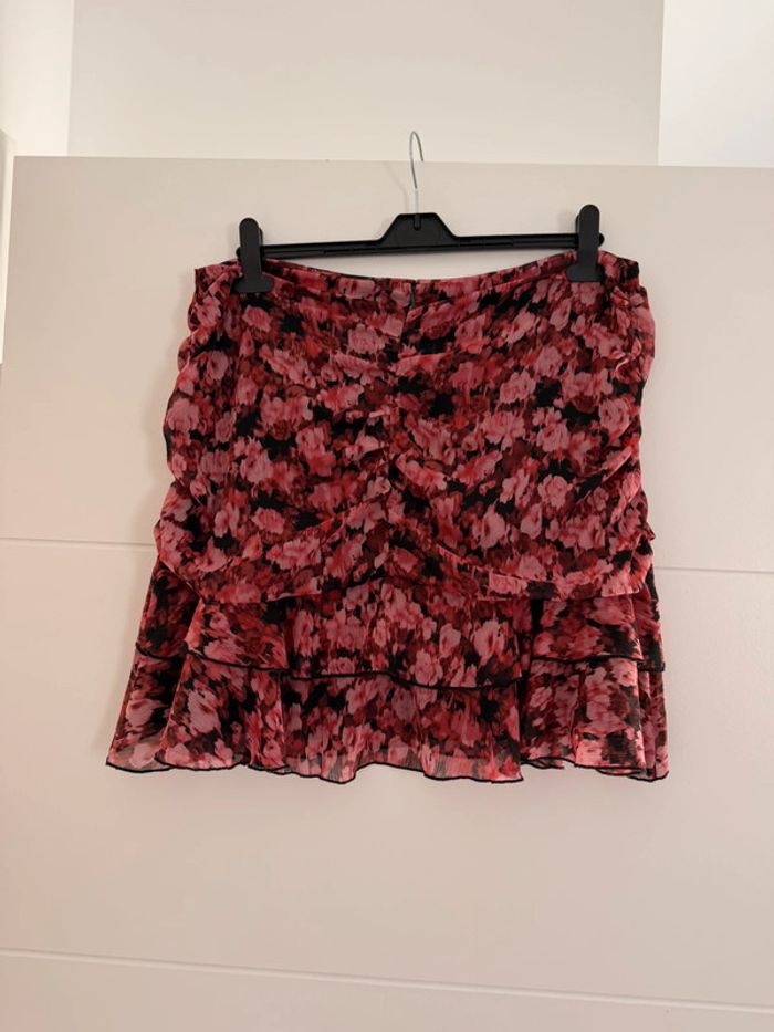 Jupe volant Saia rock Skirt falda Gonna Rok noir rose rouge dress été donna femme woman mujer dress - photo numéro 3
