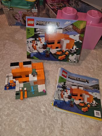 🧱 LEGO Minecraft 21178 – Fox Lodge 🦊 – Boîte + notice – Pièces manquantes