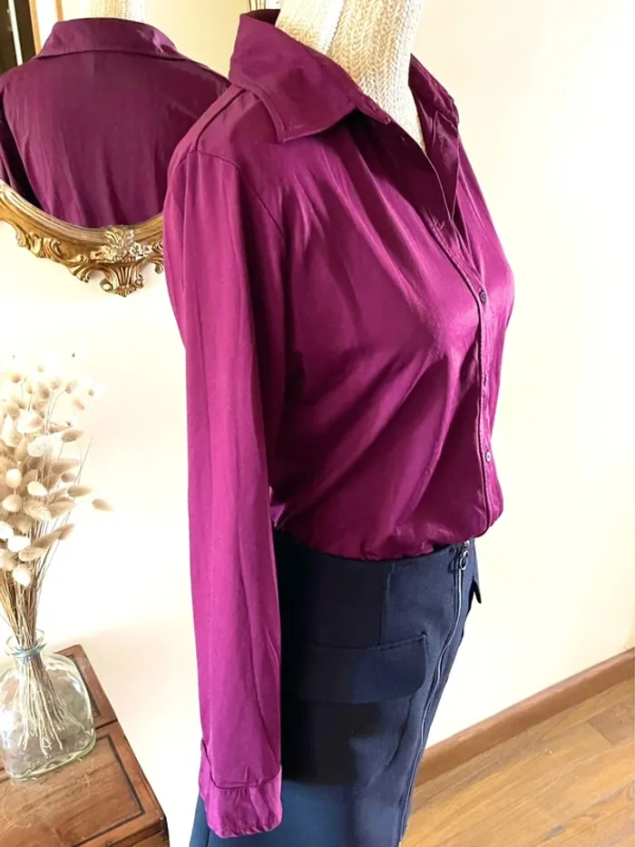 Sublime Chemise à col et boutonnage Autre Ton en Bordeaux taille 42 - photo numéro 6