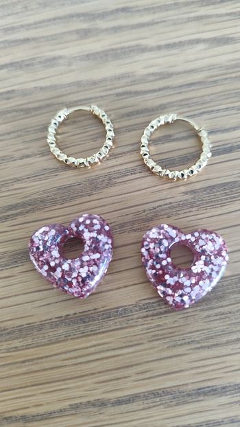 Boucles d'oreilles pampilles coeurs 