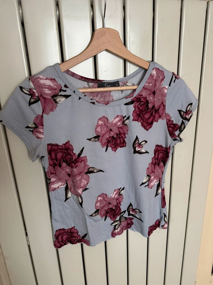 T shirt court vintage a fleurs S