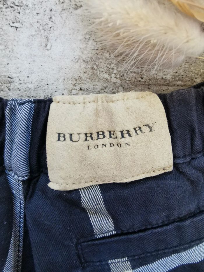 🌹Burberry très joli short/Bermuda bébé garçon coton noir rayé blanc gris 6mois - photo numéro 6