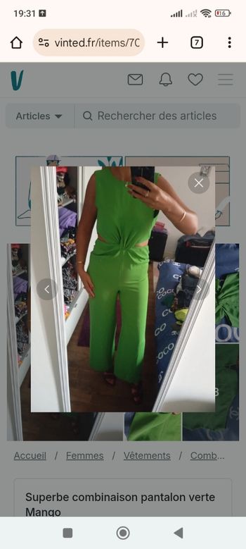 Combinaison pantalon verte Mango
