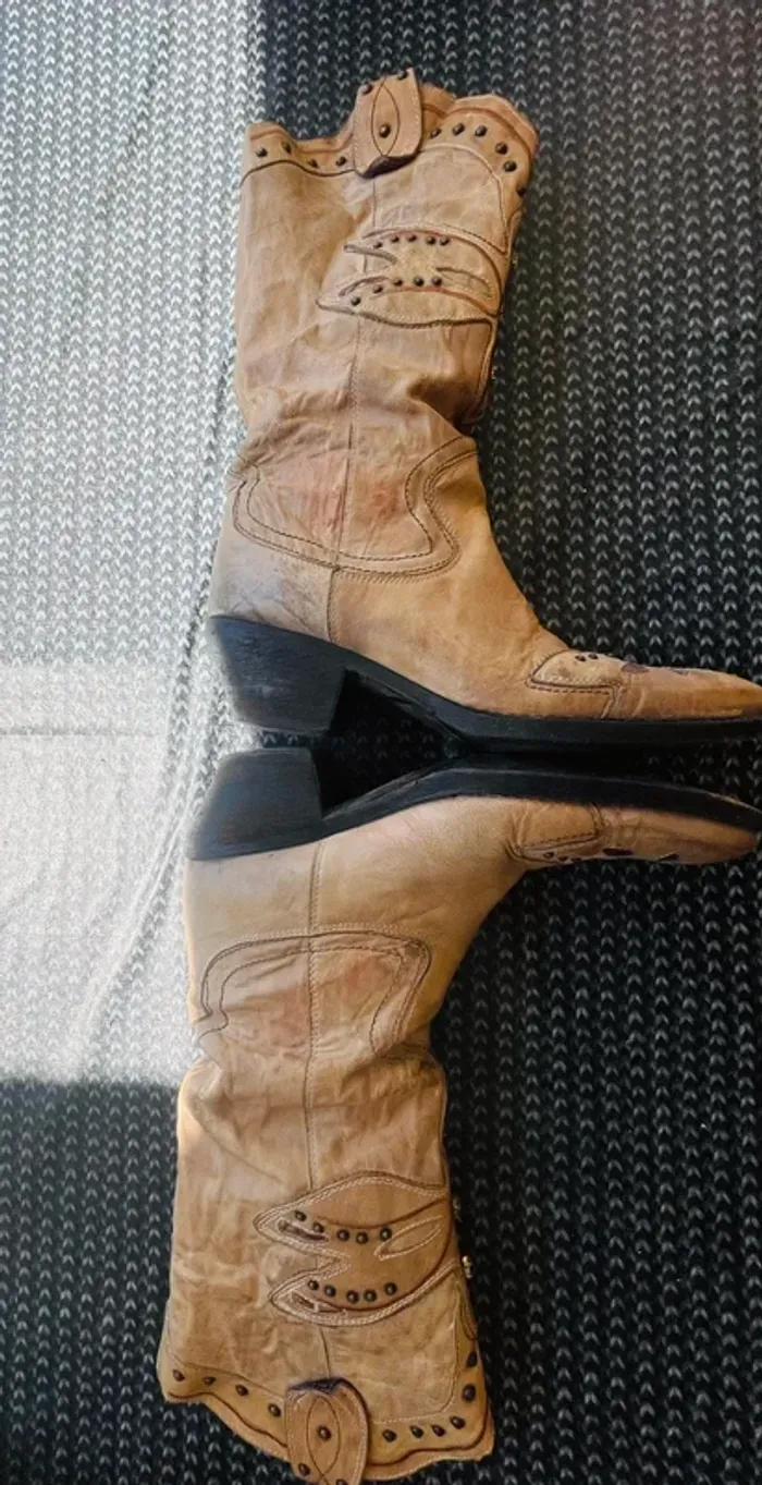 Bottes Vic Matié beiges cowgirl - photo numéro 6