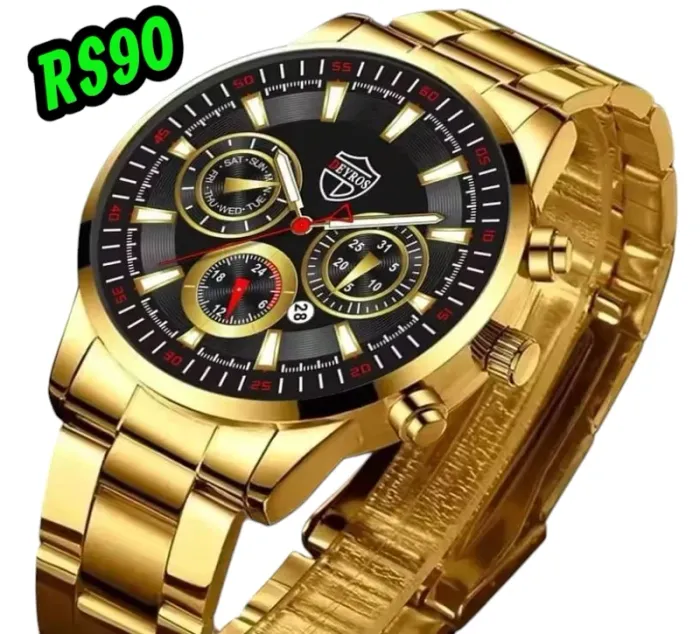 Montres hommes Top marque de luxe montre en or calendrier avec bracelet en acier inoxydable