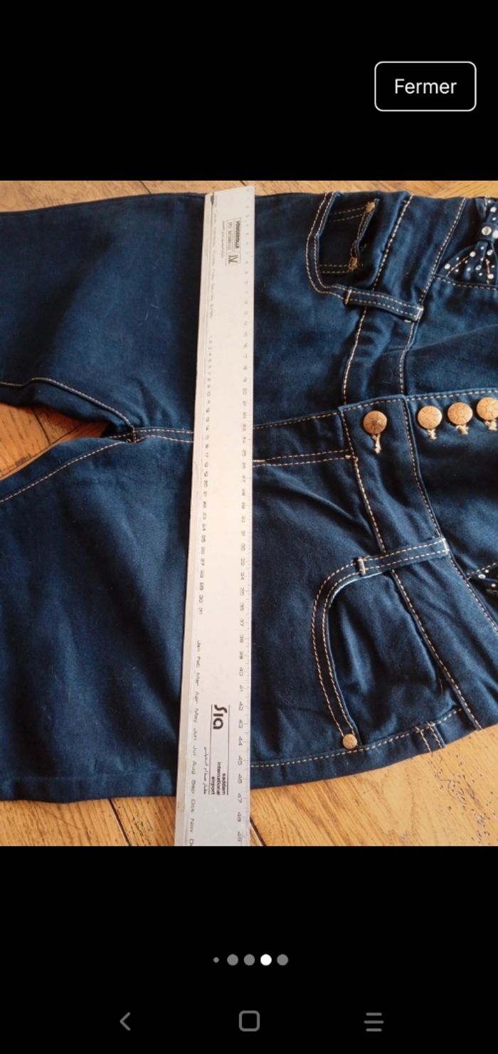 Pantalon Jeans, neuf avec strass taille M en 40/42 - photo numéro 10
