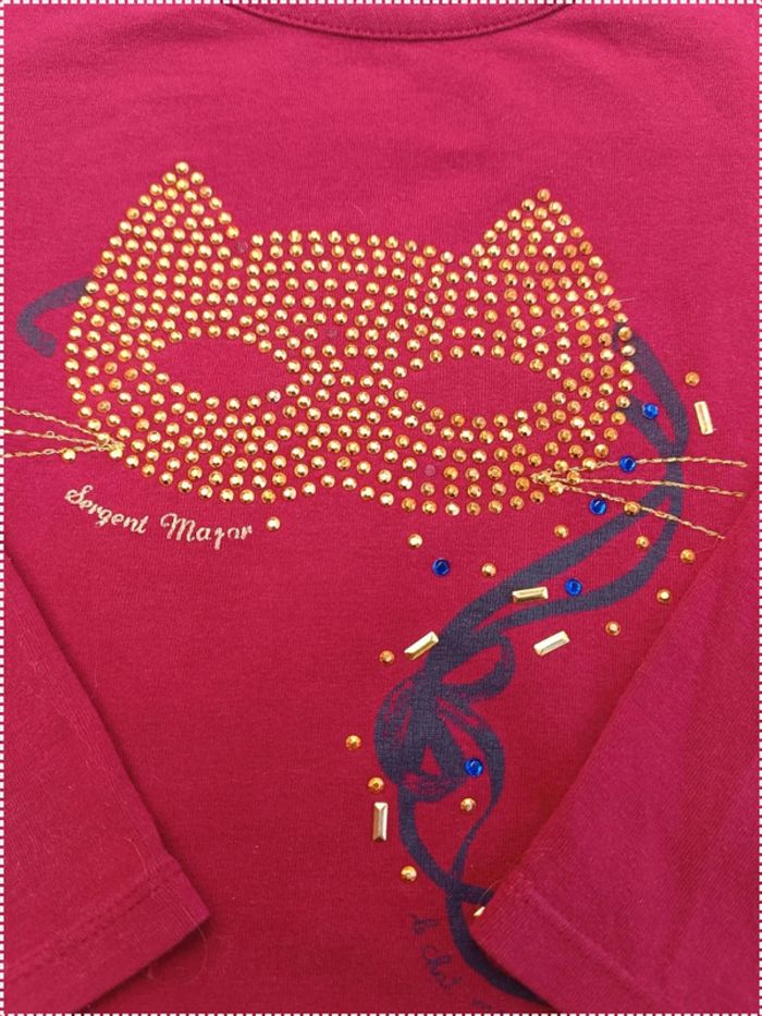 🔸T-shirt Manches Longues Rouge Bordeaux - Sergent Major 3 ans🔸 - photo numéro 2