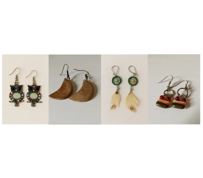 Lot de 4 paires de boucles d'oreilles originales - photo numéro 2