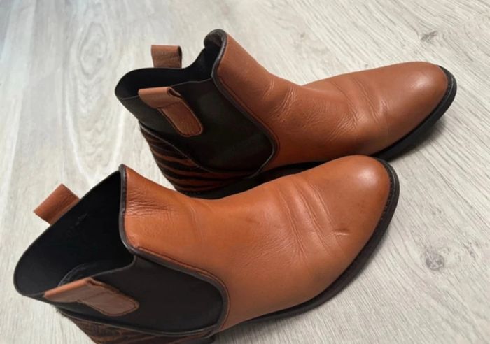 Bottines femme 39 camel zebré