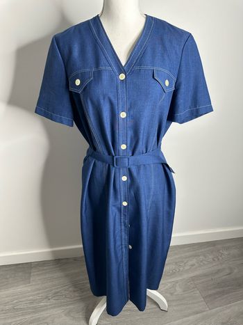 Robe bleue et blanche Jean Lo Bello Vintage T44 XXL