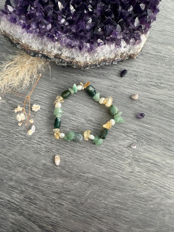 Bracelet en citrine, aventurine et agate mousse véritables - Pierres naturelles - photo numéro 2