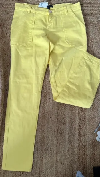 Pantalon Jaune Citron Évasé Taille Haute - Très Bon État