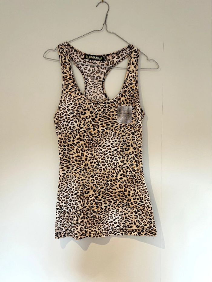 Débardeur léopard strass