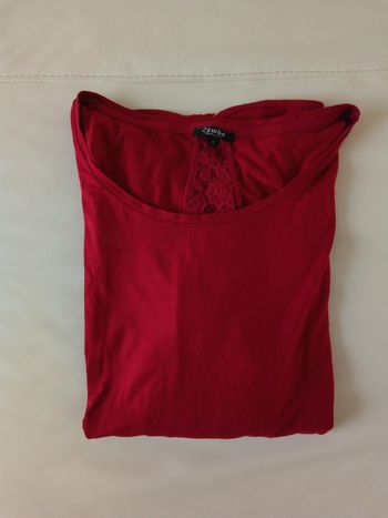 Pull femme rouge/ bordeaux manches 3/4 en dentelle  excellent état