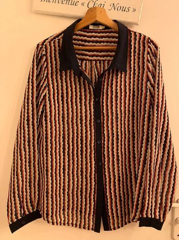 Chemise blouse femme Molly Bracken Tissu fluide bleu Marine Col chemisier