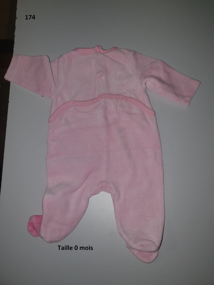 Pyjama rose et rose pale Taille 0 mois - photo numéro 2