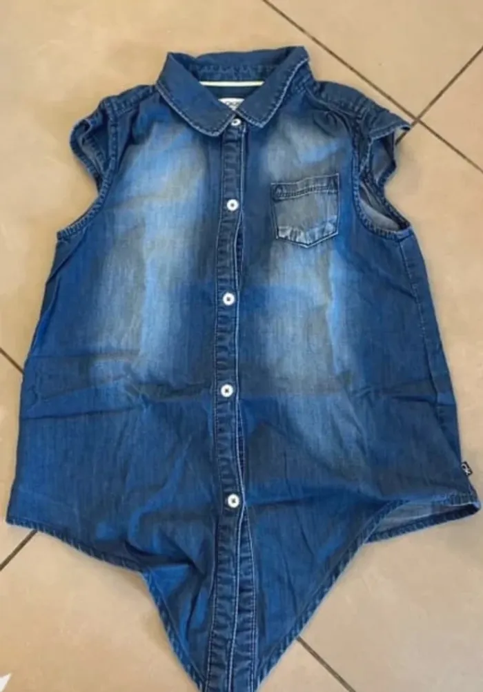 👗 Chemise sans manches fille 10 ans - okaidi en jean effet délavé