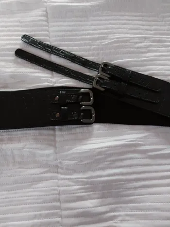 Ceinture cuir imitation croco avec bande élastique