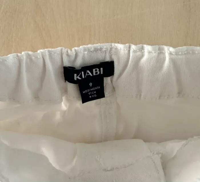 Pantalon blanc Kiabi 9 mois 69-72 cm - photo numéro 3