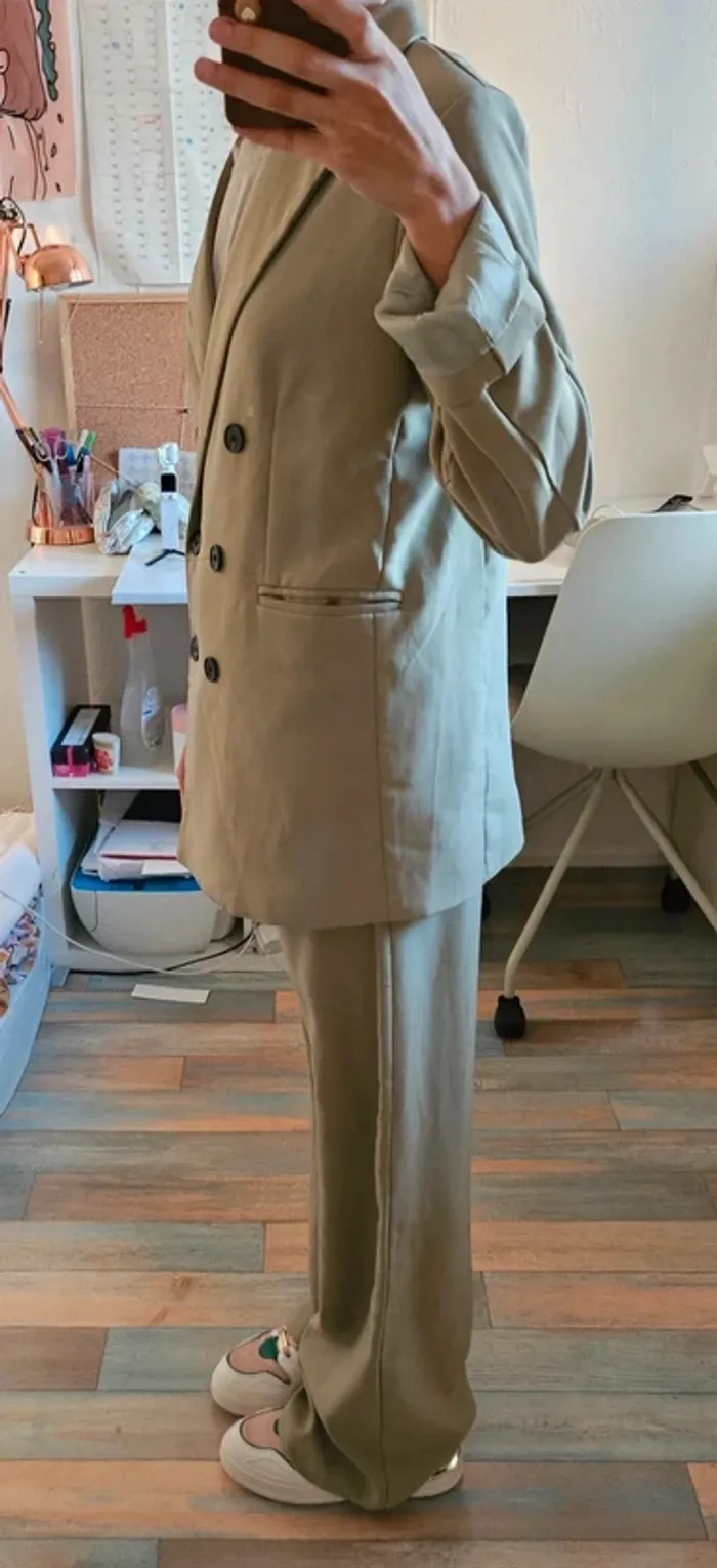 Pantalon ensemble tailleur oversize femme kaki taille M Neuf - photo numéro 6