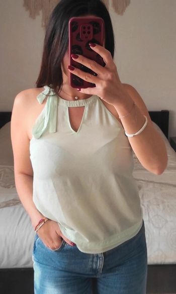 Top Nafnaf vert d'eau pastel 38 noeud au cou