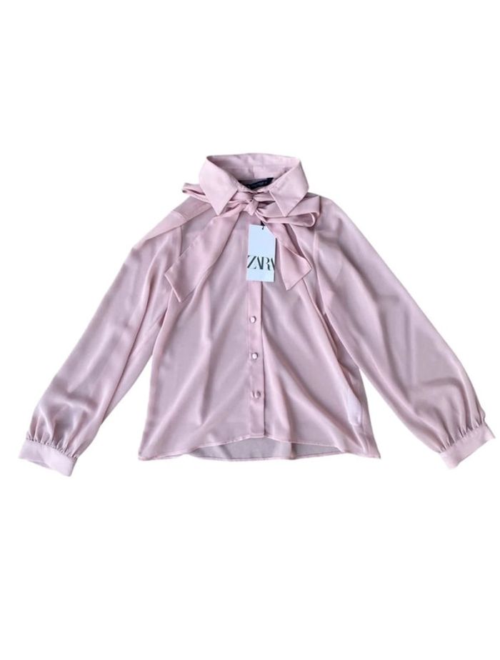 Chemisier rose pale avec noeud Zara taille XS neuf avec étiquette