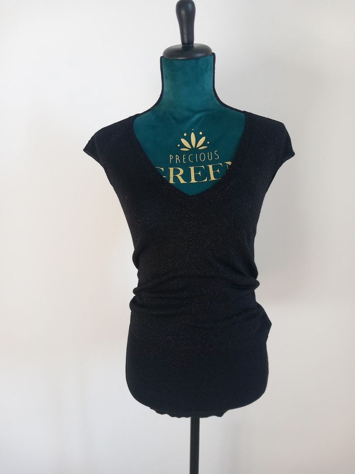 Pull sans manches noir à paillettes Mim