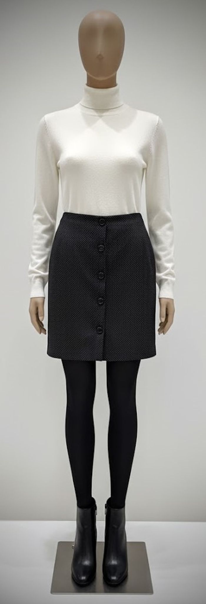 Jupe Mini Chic Etam - Points Blancs & Boutons Déco