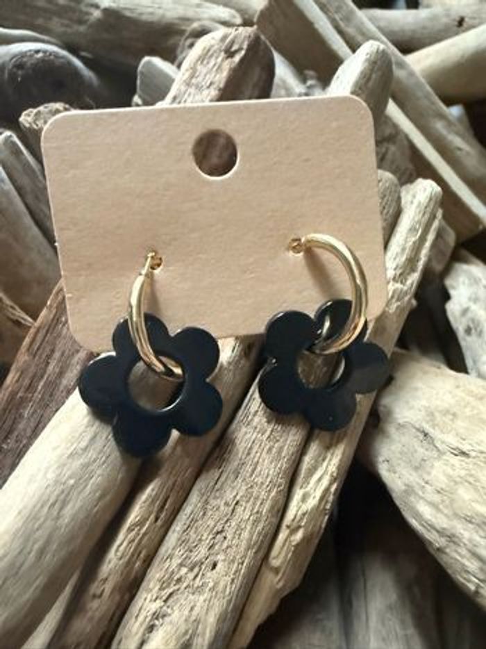 Boucle fleur fantaisie noir - photo numéro 2