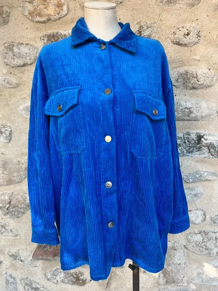 Jennyfer - Surchemise veste côtelée bleu électrique