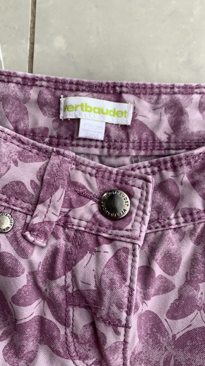 Pantalon toile violet papillons 🦋 8 ans Vertbaudet - photo numéro 3