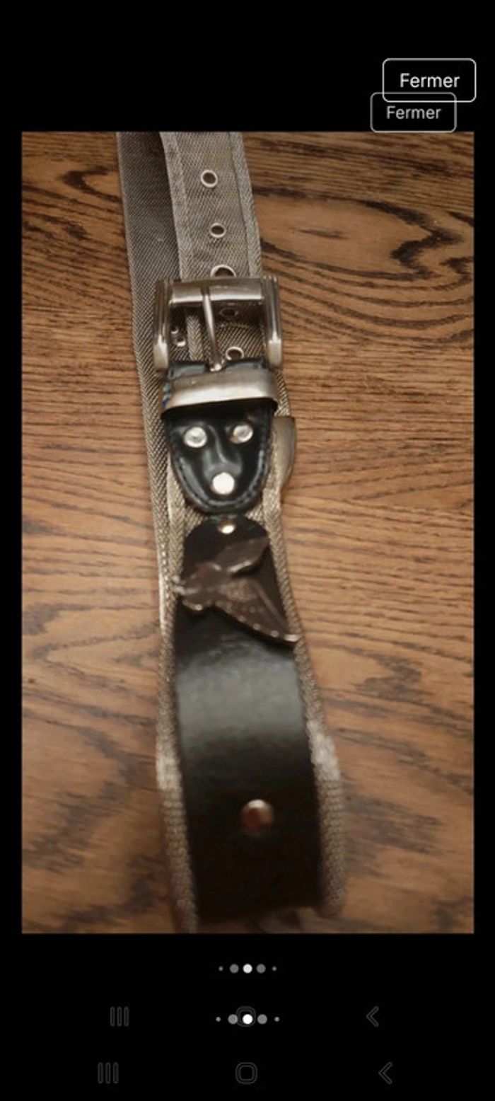 Ceinture en métal/cuir/aigles ajustable 80/90cm - photo numéro 5