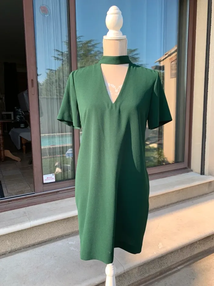 Robe fluide verte sapin Zara taille S - photo numéro 2