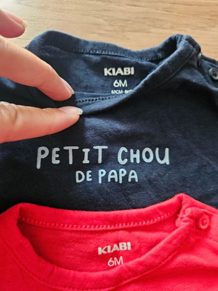 Lot 2 t-shirt manches courtes kiabi 6 mois - photo numéro 2