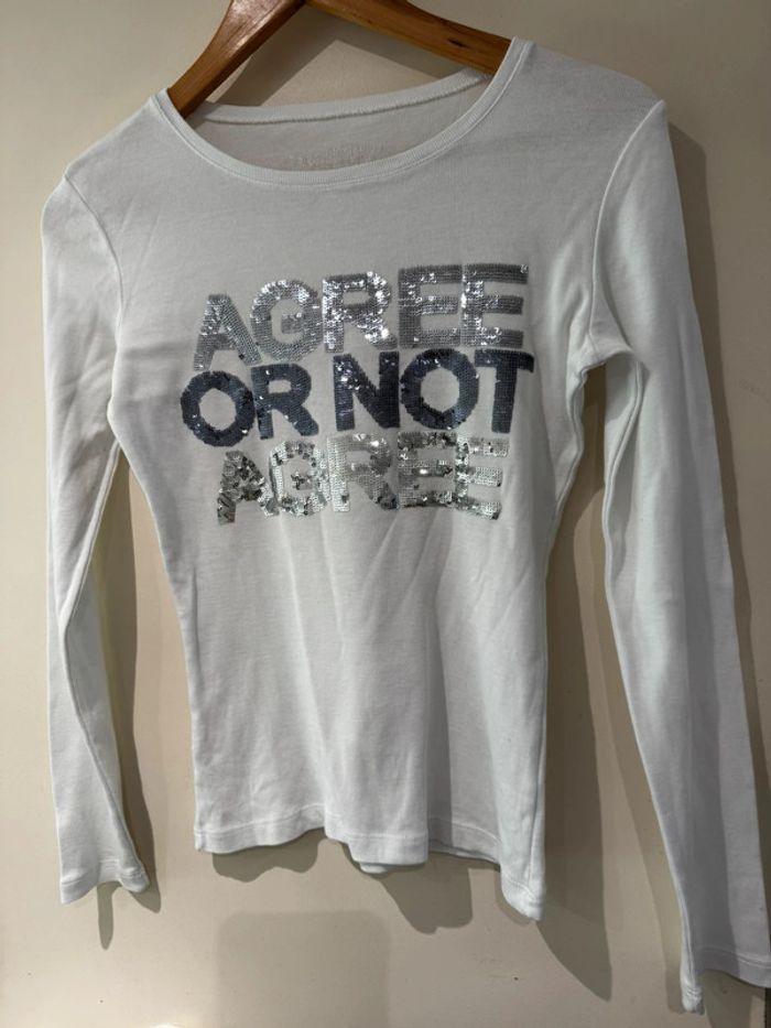Caroll t-shirt blanc manches longues strass