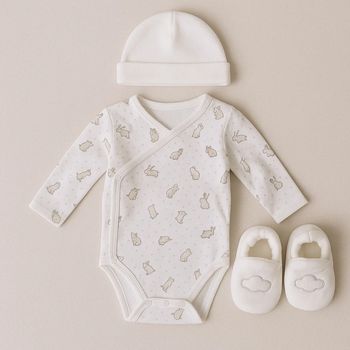 Lot naissance : bonnet + chaussons + body manches longues