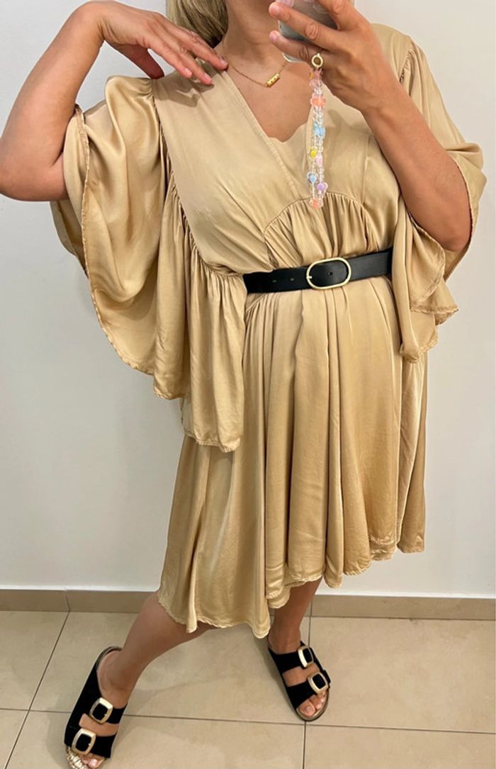 💛Robe fluide ample moutarde Taille unique - photo numéro 2