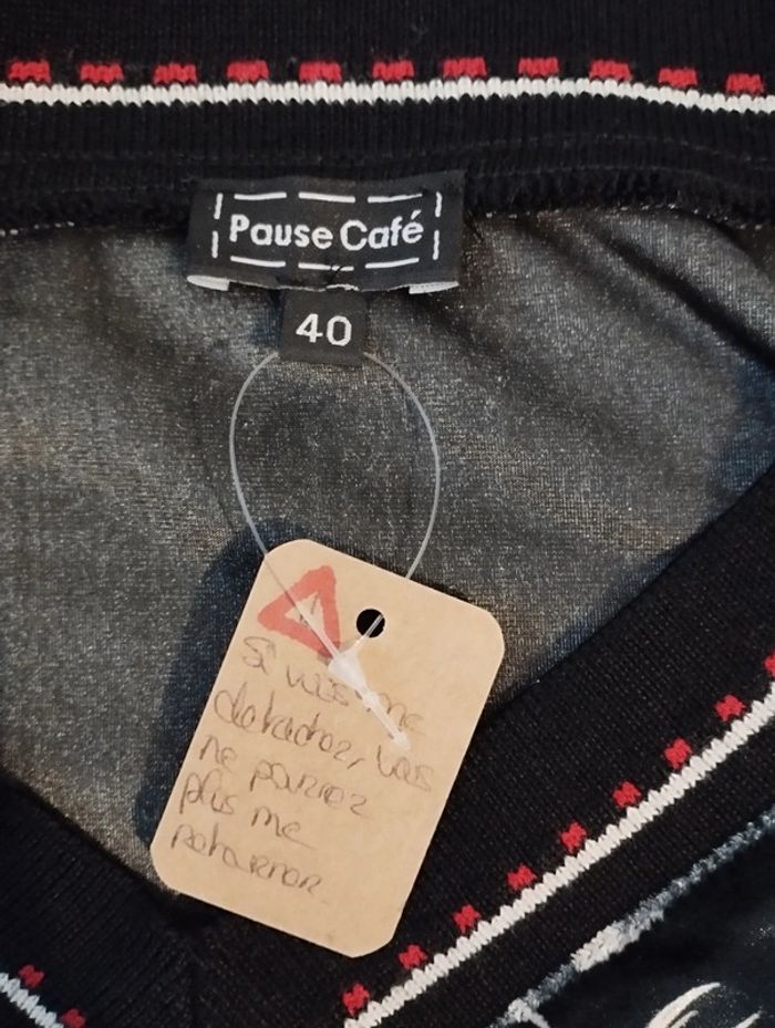 Pull léger ou blouse épaisse effet velours Pause Café taille 40 - photo numéro 7