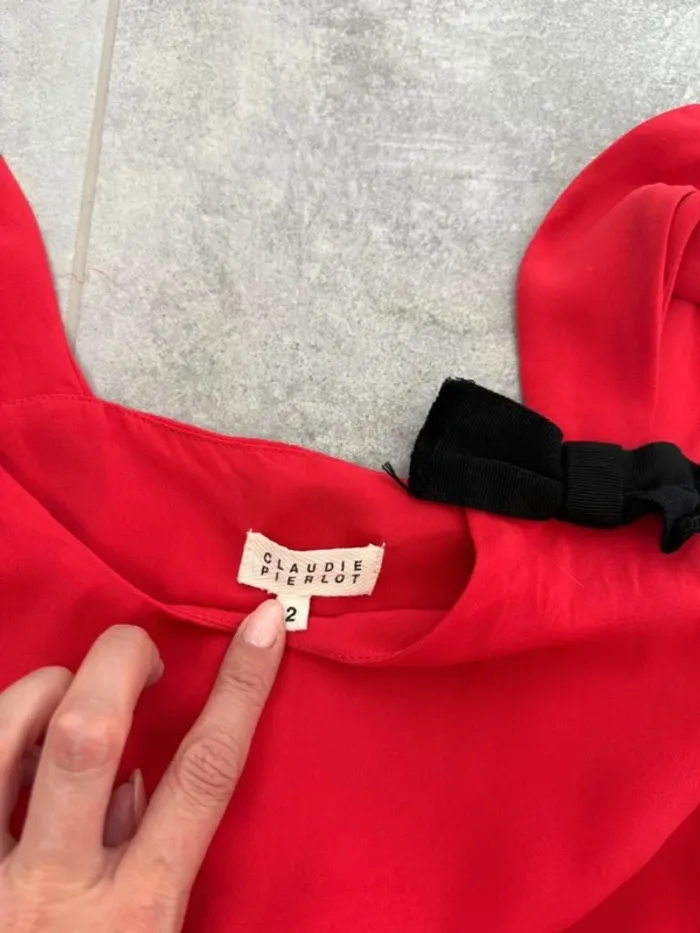Superbe Robe d'été Claudie Pierlot rouge taille 2 donc médium - photo numéro 5