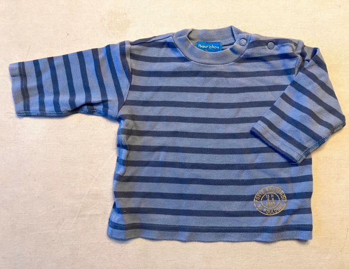 Lot 2 Teeshirt rayé / marinière 12 mois Petit Bateau Bout’chou - photo numéro 2