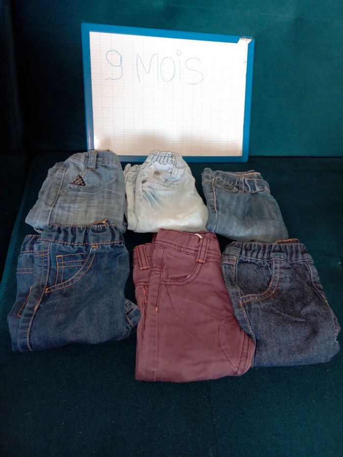 Lot 6 jeans 9mois bebe