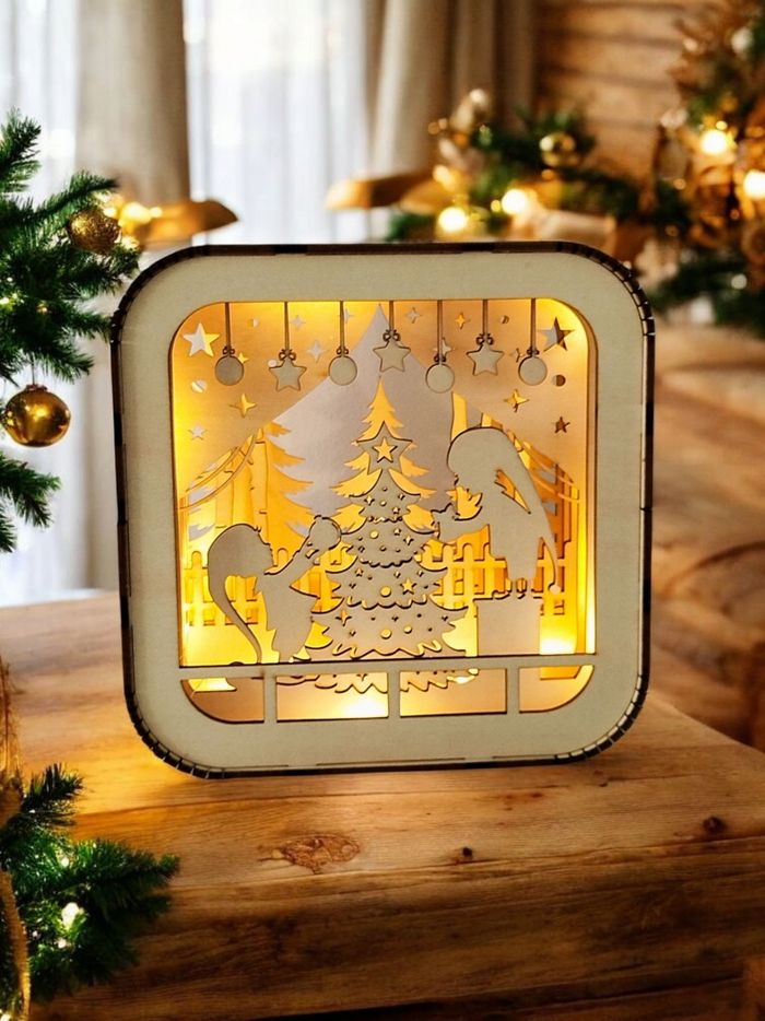 Lampe décorative de Noël en bois